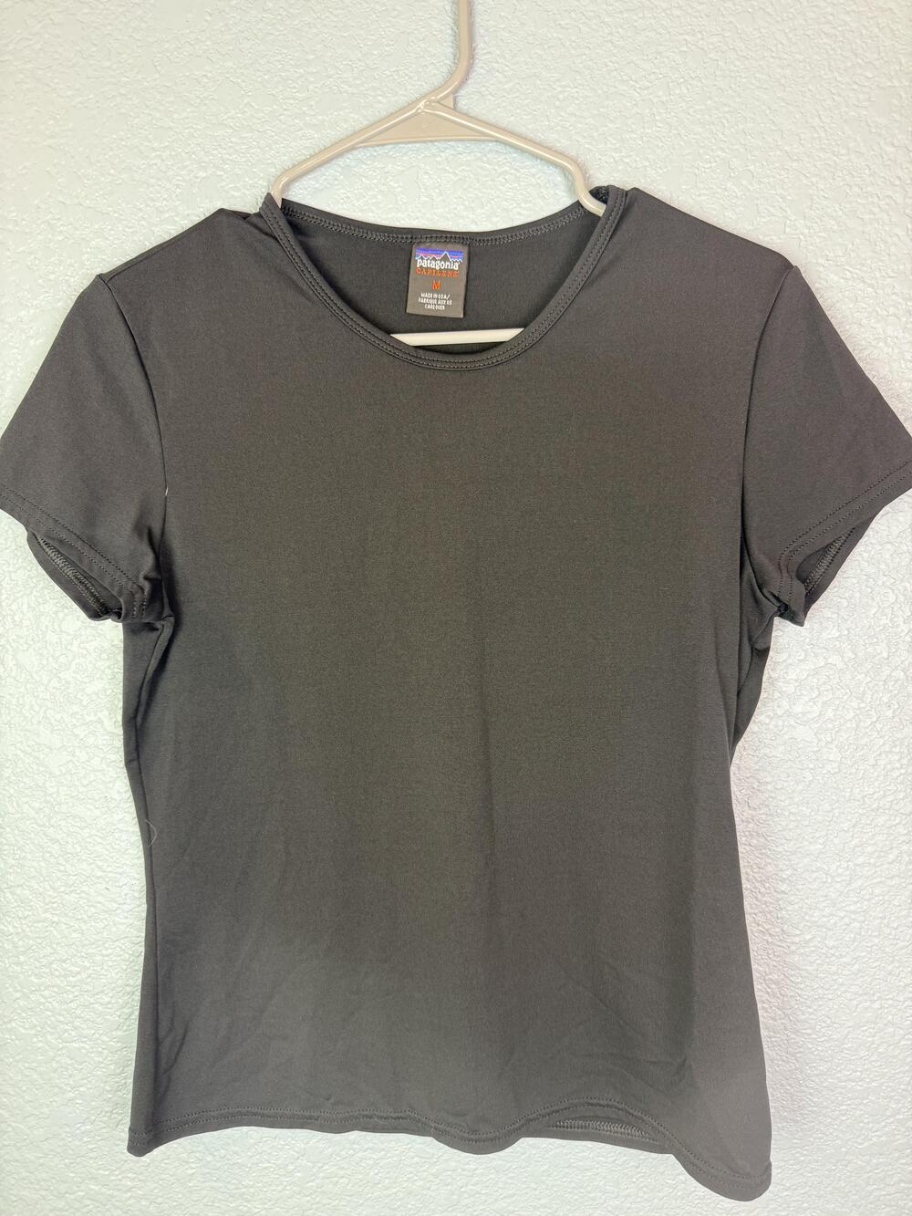 Vintage Patagonia Capilene Shirt Womens Medium Black Short Sleeve Made USA